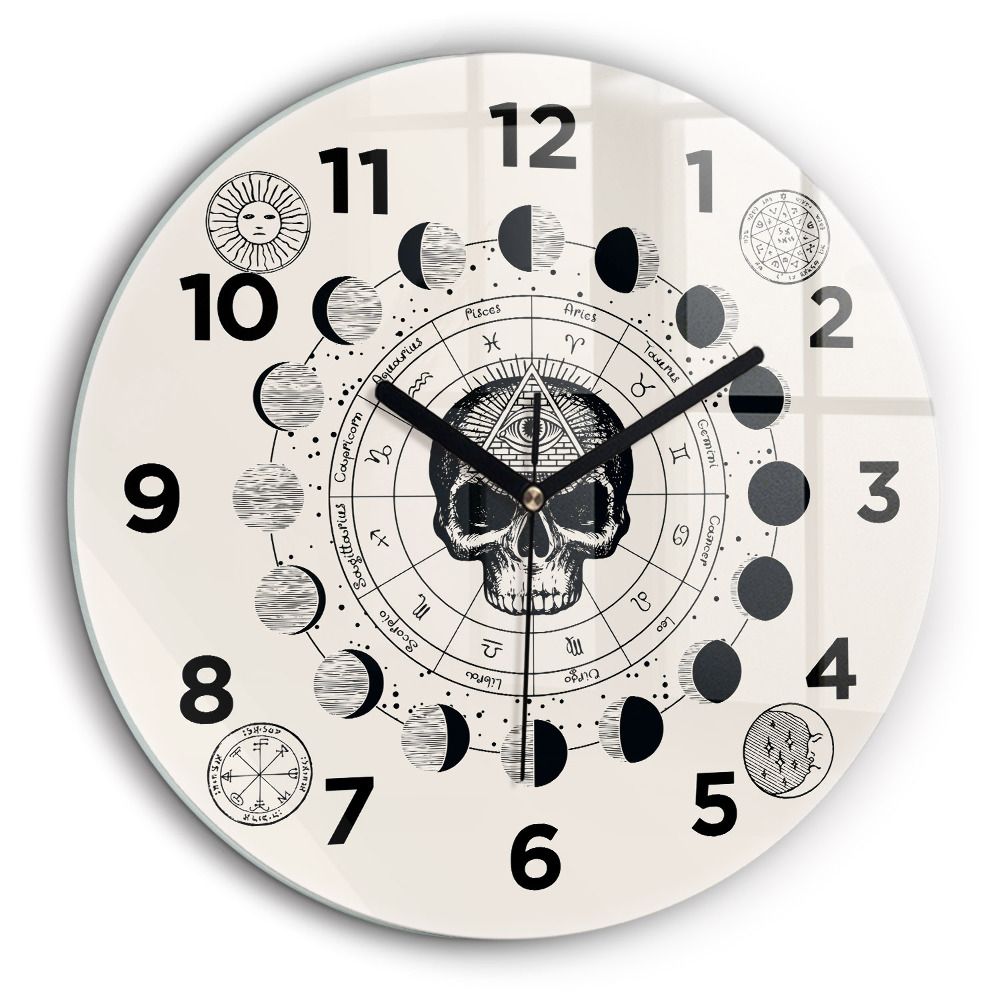 Fazele lunii Ceas perete din sticlă rotund