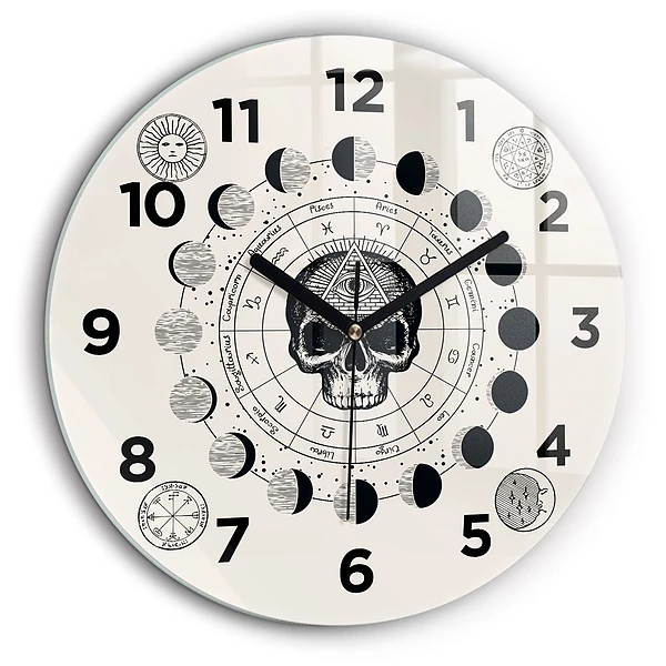 Fazele lunii Ceas perete din sticlă rotund