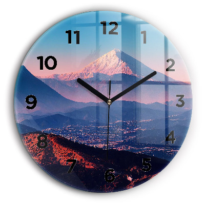 Munții din San Antonio SUA Ceas perete din sticlă rotund