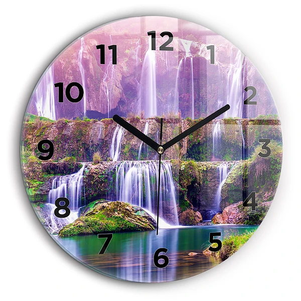 Cascada Jiulong China Ceas perete din sticlă rotund