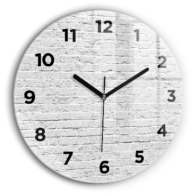 Un zid de cărămizi ușoare Ceas de sticlă pe perete rotund