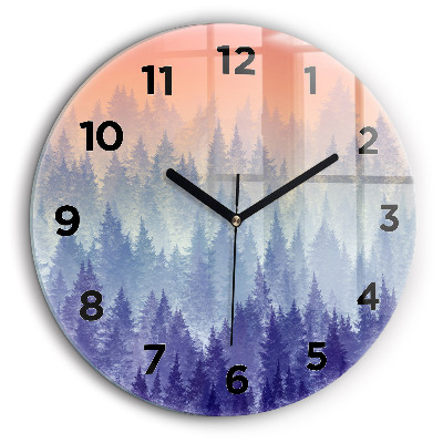 Pădure în ceață Ceas perete din sticlă rotund
