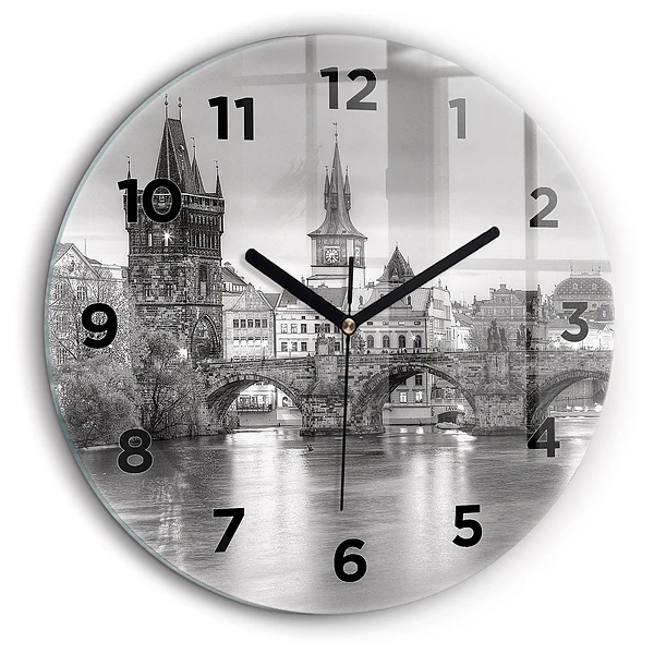 Podul Carol din Praga Ceas rotund de perete din sticlă