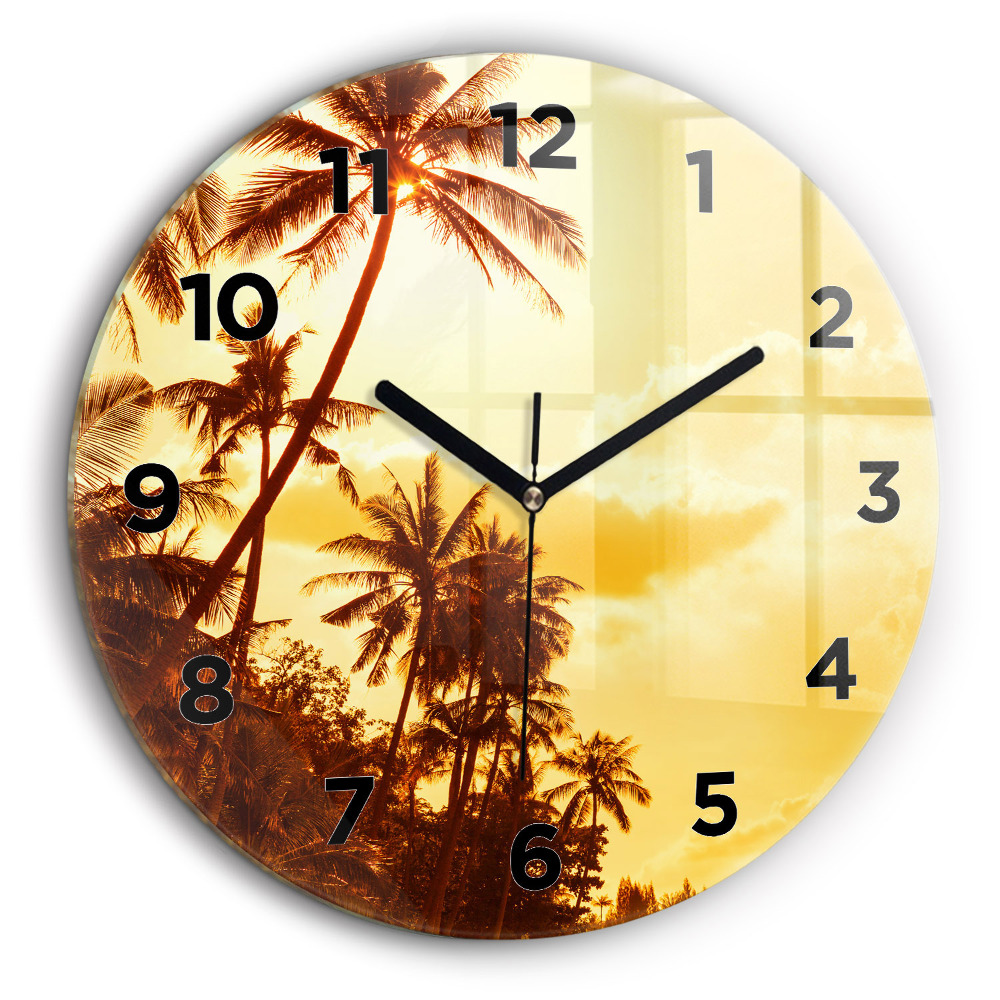 Palmieri însorite Ceas din sticlă rotund