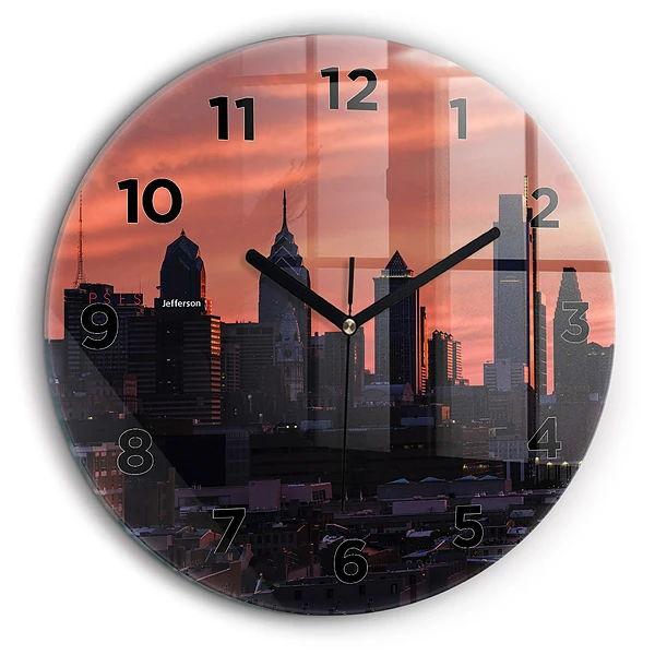 Orizontul orașului Philadelphia Ceas rotund de perete din sticlă