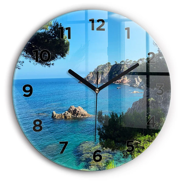 Coasta Costa Brava Ceas de sticlă pe perete rotund