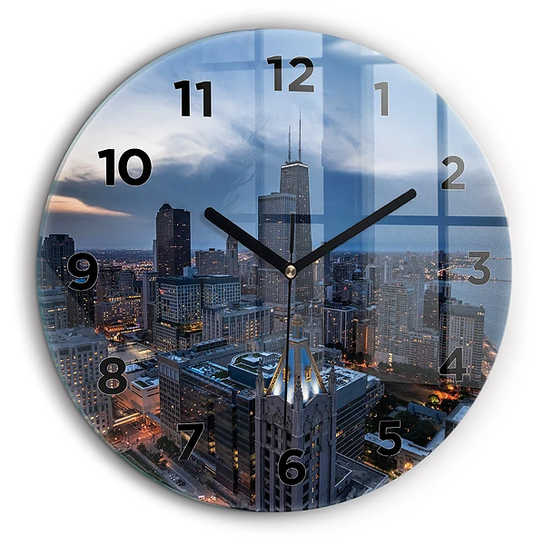 Fotografie din Chicago Ceas rotund de perete din sticlă