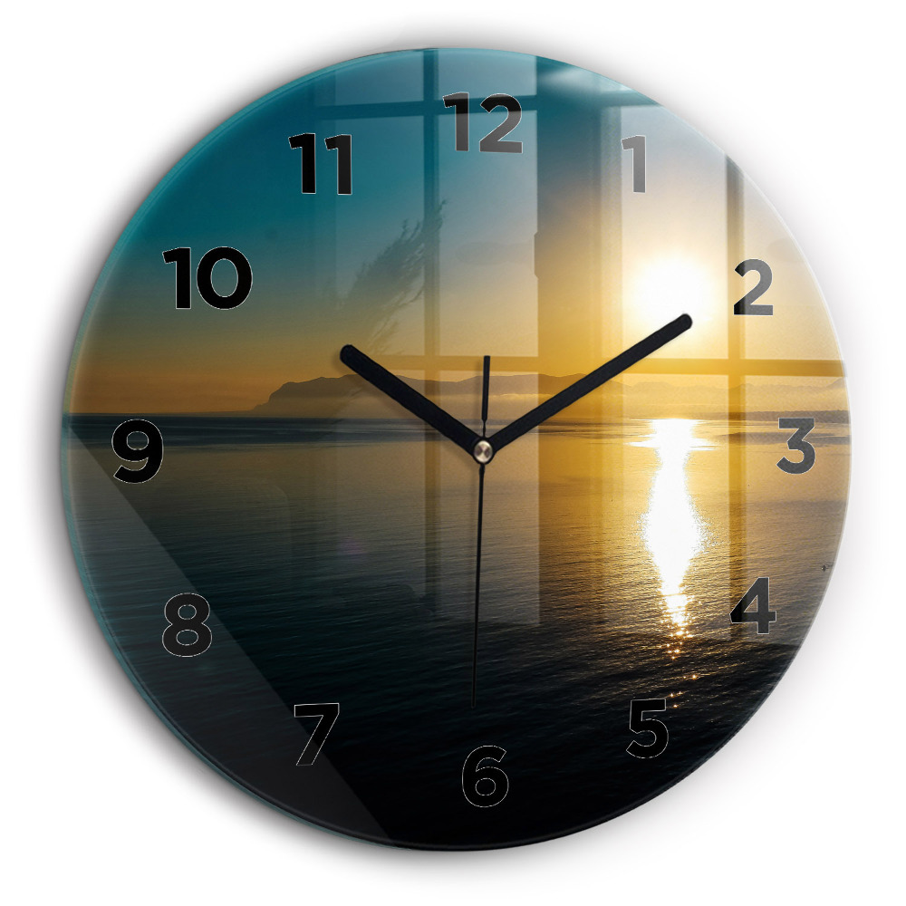 Peisaj de răsărit Ceas perete din sticlă rotund