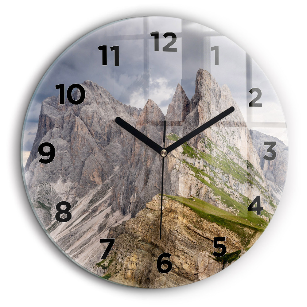 Munți stâncoși Ceas perete din sticlă rotund