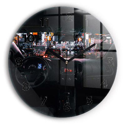 Mașină în Tokyo Ceas perete din sticlă rotund