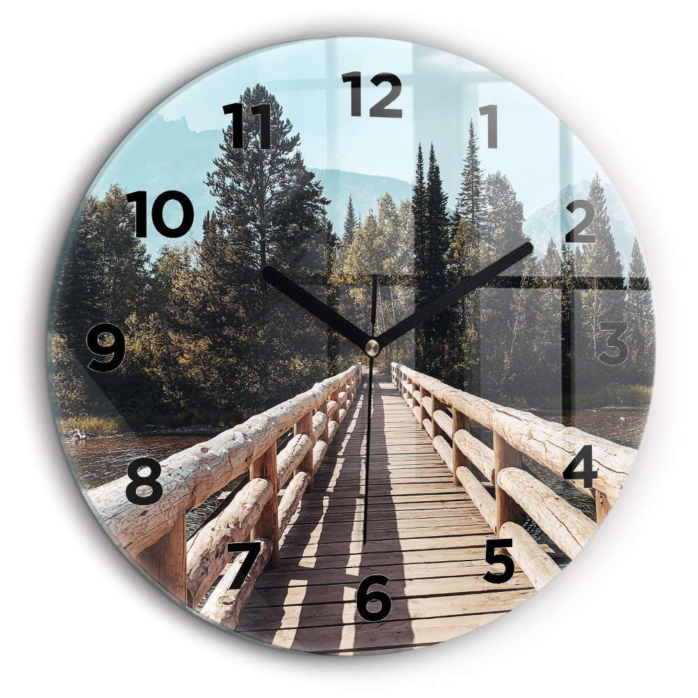 Munții din Yellowstone Ceas perete din sticlă rotund