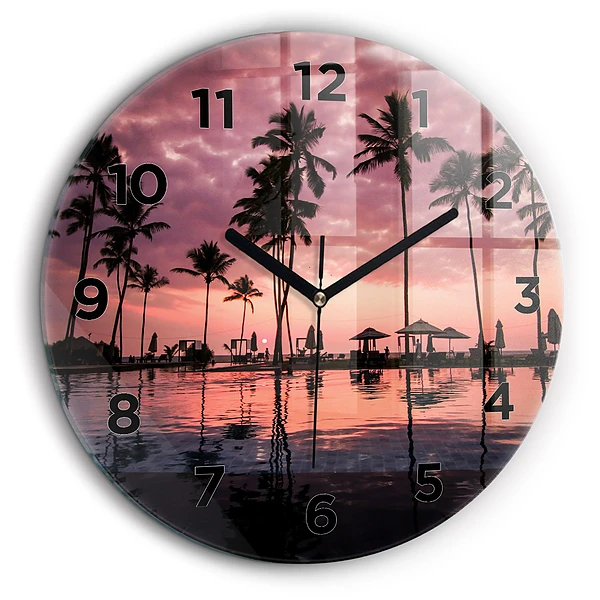 Palmieri din Hawaii Ceas rotund de perete din sticlă