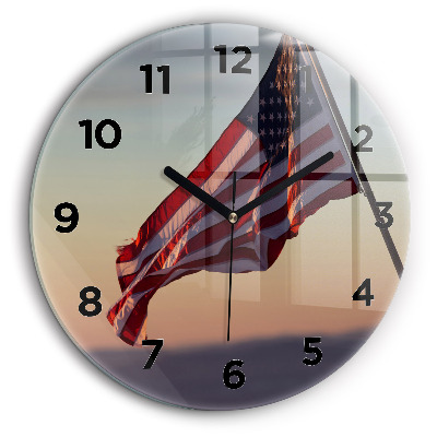 Steagul SUA care arborează Ceas de sticlă pe perete rotund