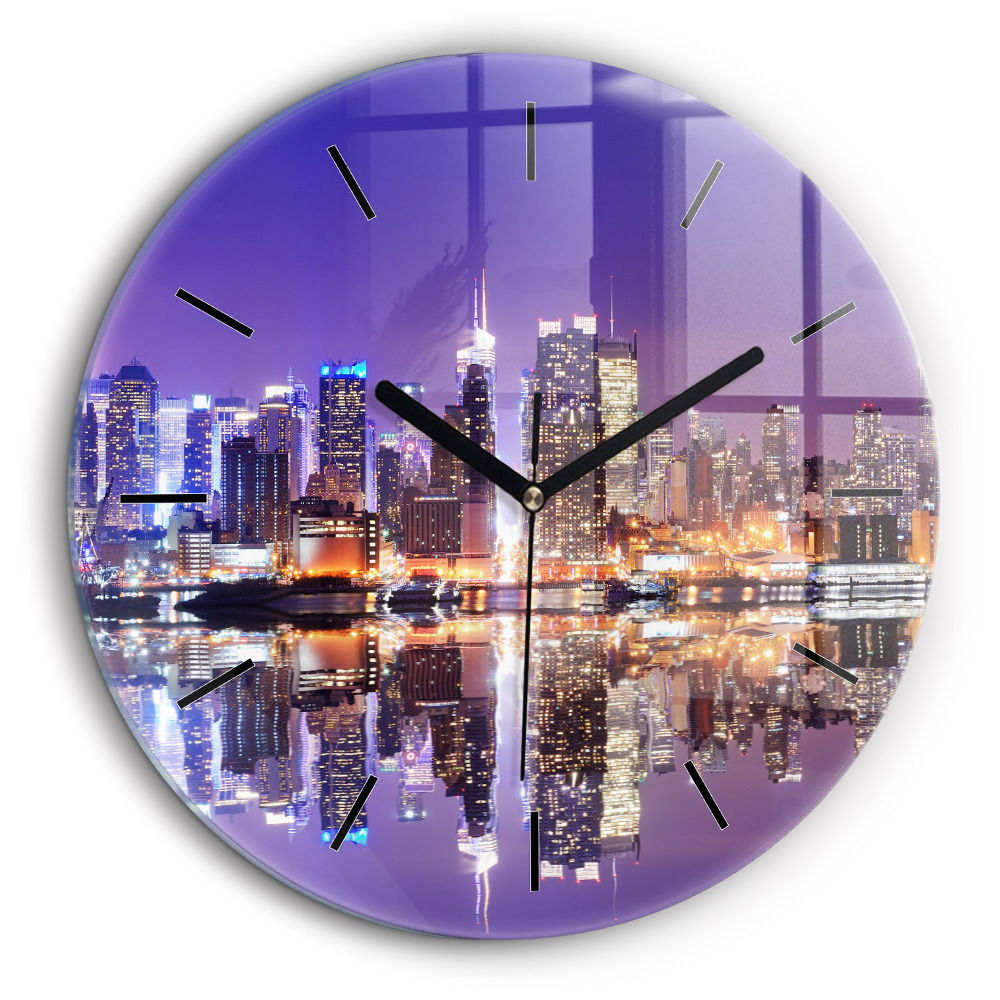 Ceas din sticlă rotund Orașul New York noaptea