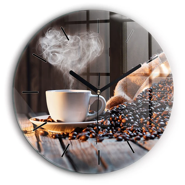 Ceas perete din sticlă rotund ceașcă de cafea
