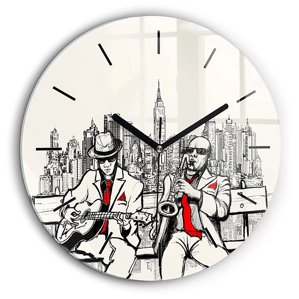 Ceas de sticlă pe perete rotund Jazz la New York