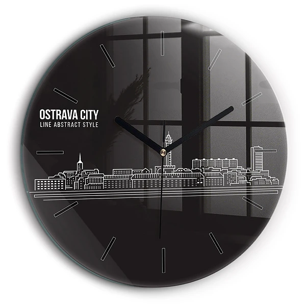 Ceas din sticlă rotund Desen orașul Ostrava