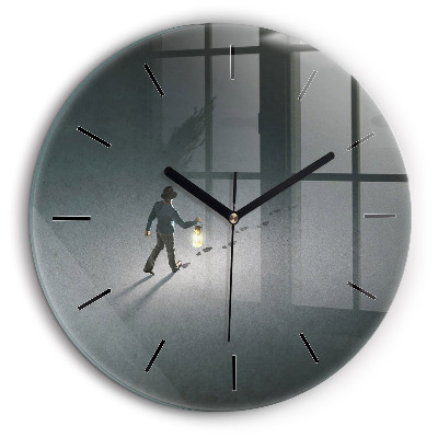 Ceas rotund de perete din sticlă Un rătăcitor în întuneric