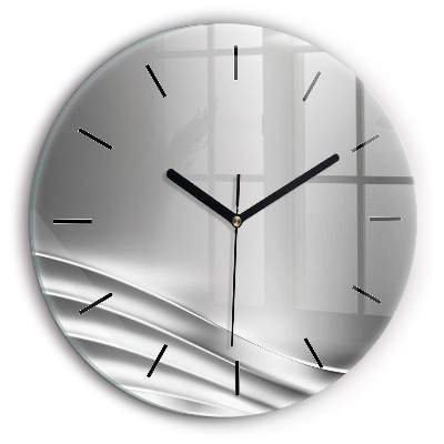 Ceas de sticlă pe perete rotund Abstracția argintului