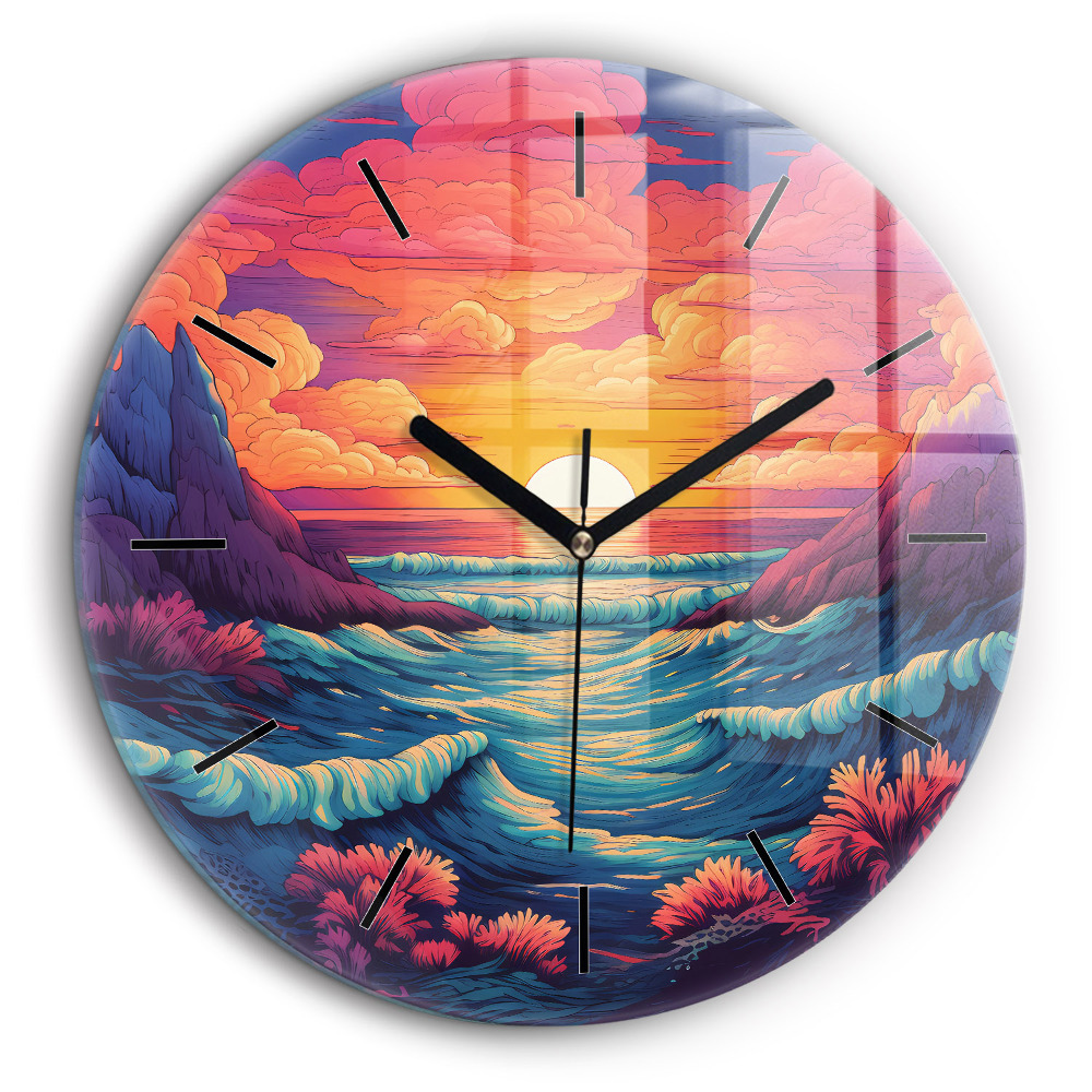 Ceas din sticlă rotund Oceanul și cerul de poveste