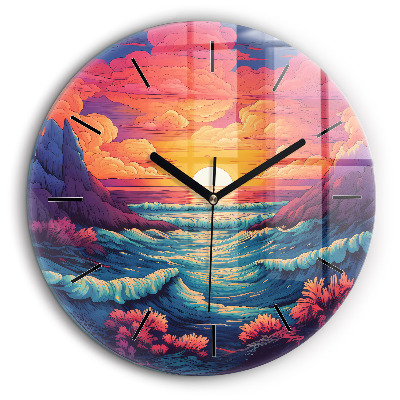 Ceas din sticlă rotund Oceanul și cerul de poveste