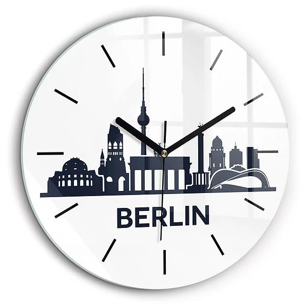 Ceas de sticlă pe perete rotund Ilustrația orașului Berlin