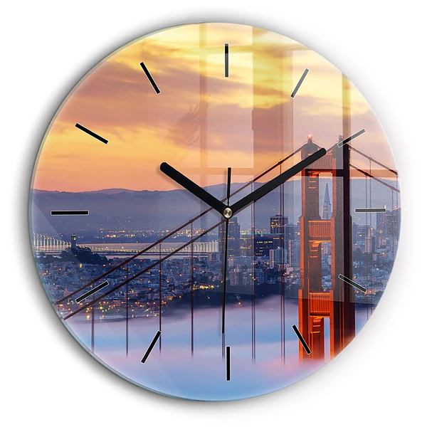 Ceas perete din sticlă rotund Pod din San Francisco