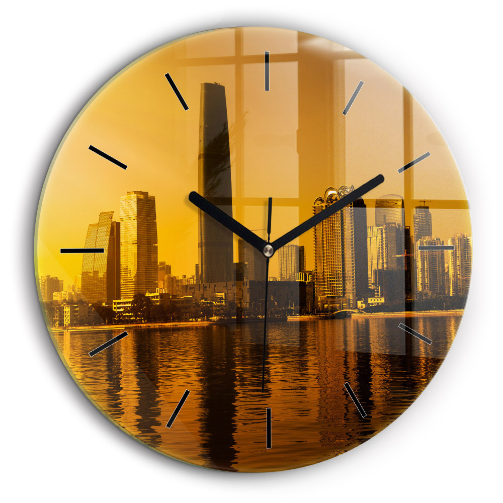 Ceas de sticlă pe perete rotund Râul Zhujiang