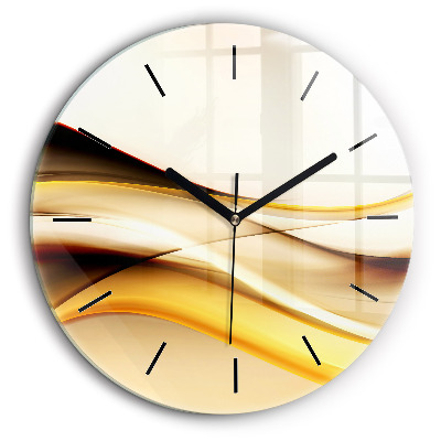 Ceas rotund de perete din sticlă Abstracția valurilor