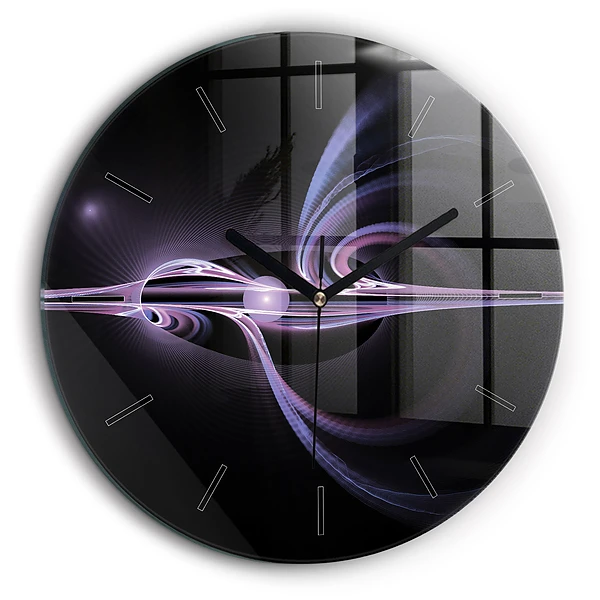 Ceas rotund de perete din sticlă Abstracție violet