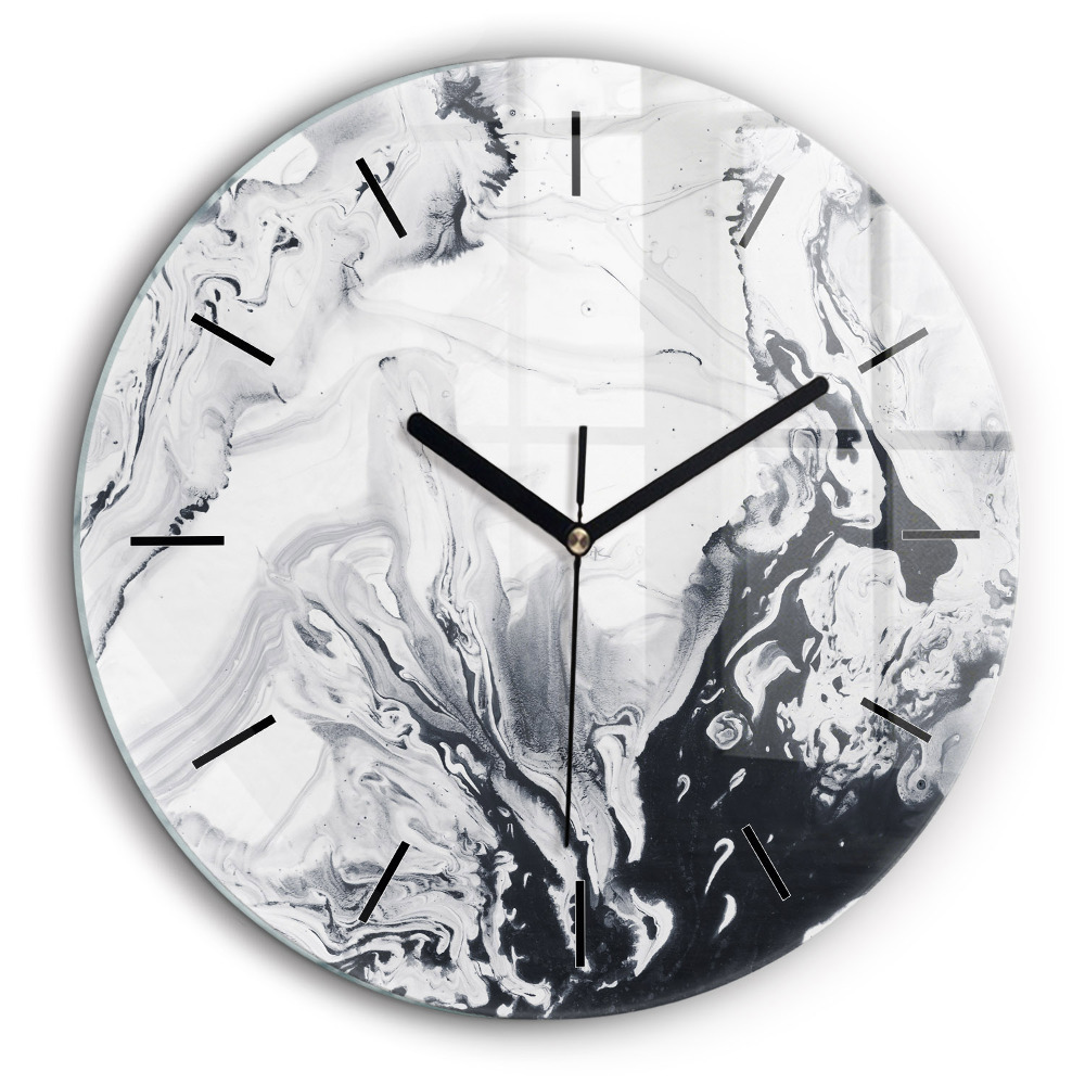 Ceas rotund de perete din sticlă Marmură cu cerneală abstractă
