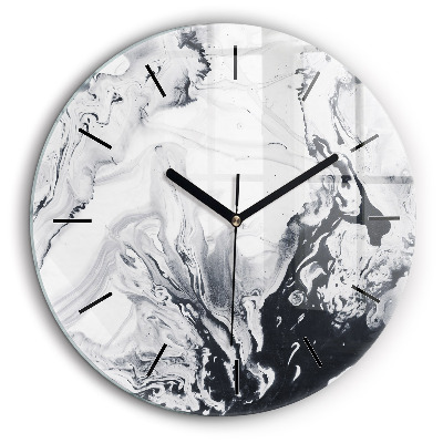 Ceas rotund de perete din sticlă Marmură cu cerneală abstractă