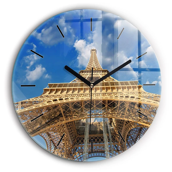 Ceas rotund de perete din sticlă Turnul Eiffel din Franța