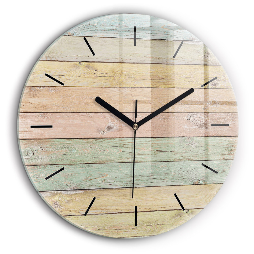 Ceas din sticlă rotund Plăci colorate