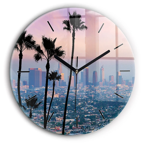 Ceas din sticlă rotund Apus de soare din Los Angeles