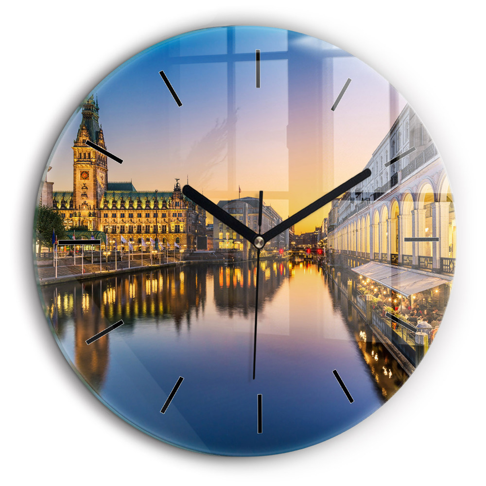 Ceas rotund de perete din sticlă Primăria Hamburg