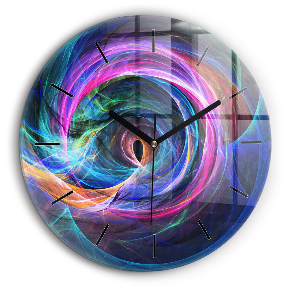Ceas de sticlă pe perete rotund Fractal colorat