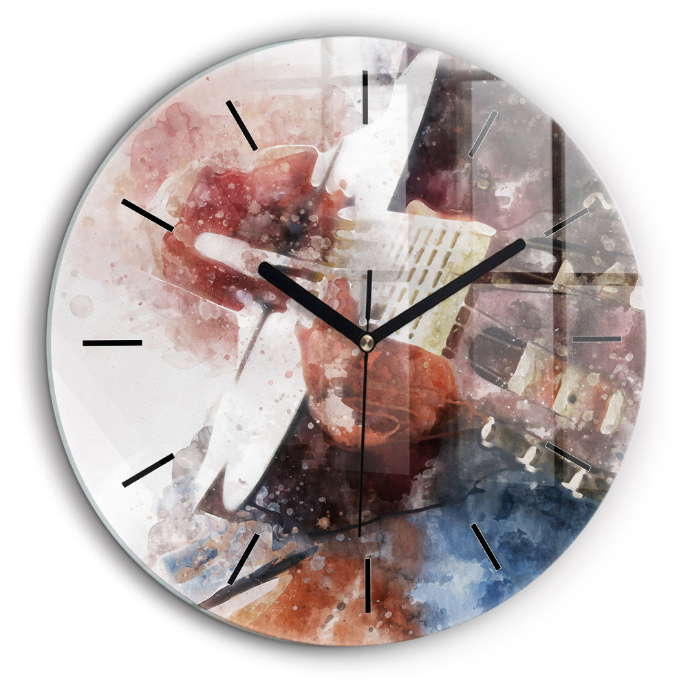 Ceas perete din sticlă rotund Vizualizare chitara