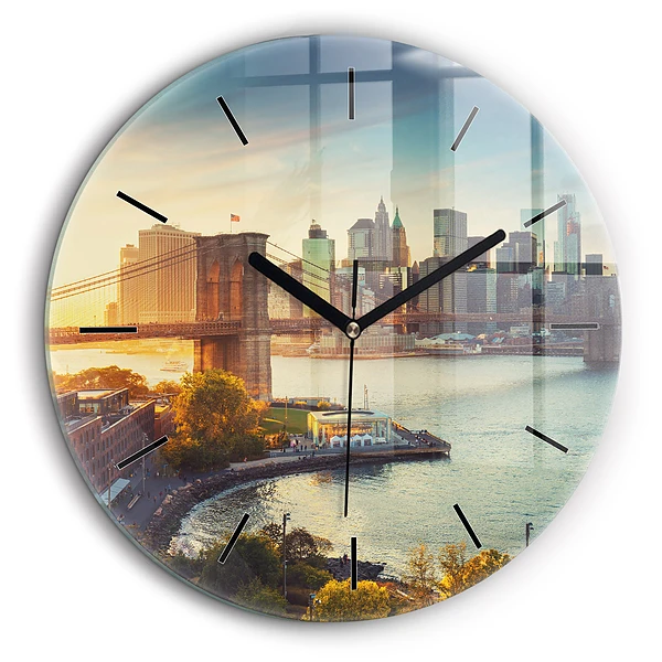Ceas perete din sticlă rotund New York Manhattan