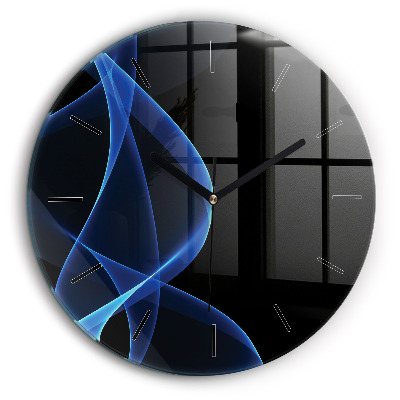 Ceas de sticlă pe perete rotund Linii albastre
