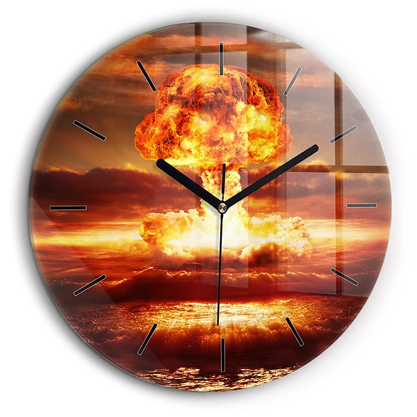 Ceas de sticlă pe perete rotund Explozia unei bombe atomice