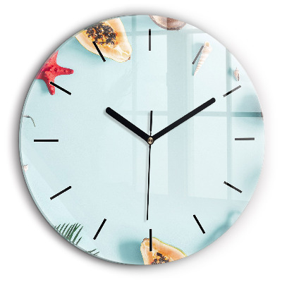 Ceas rotund de perete din sticlă Compoziție de vară