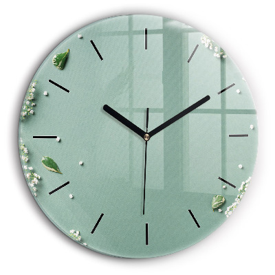 Ceas de sticlă pe perete rotund Flori delicate