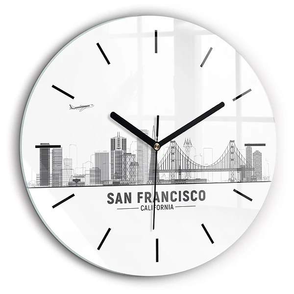 Ceas din sticlă rotund Panorama San Francisco
