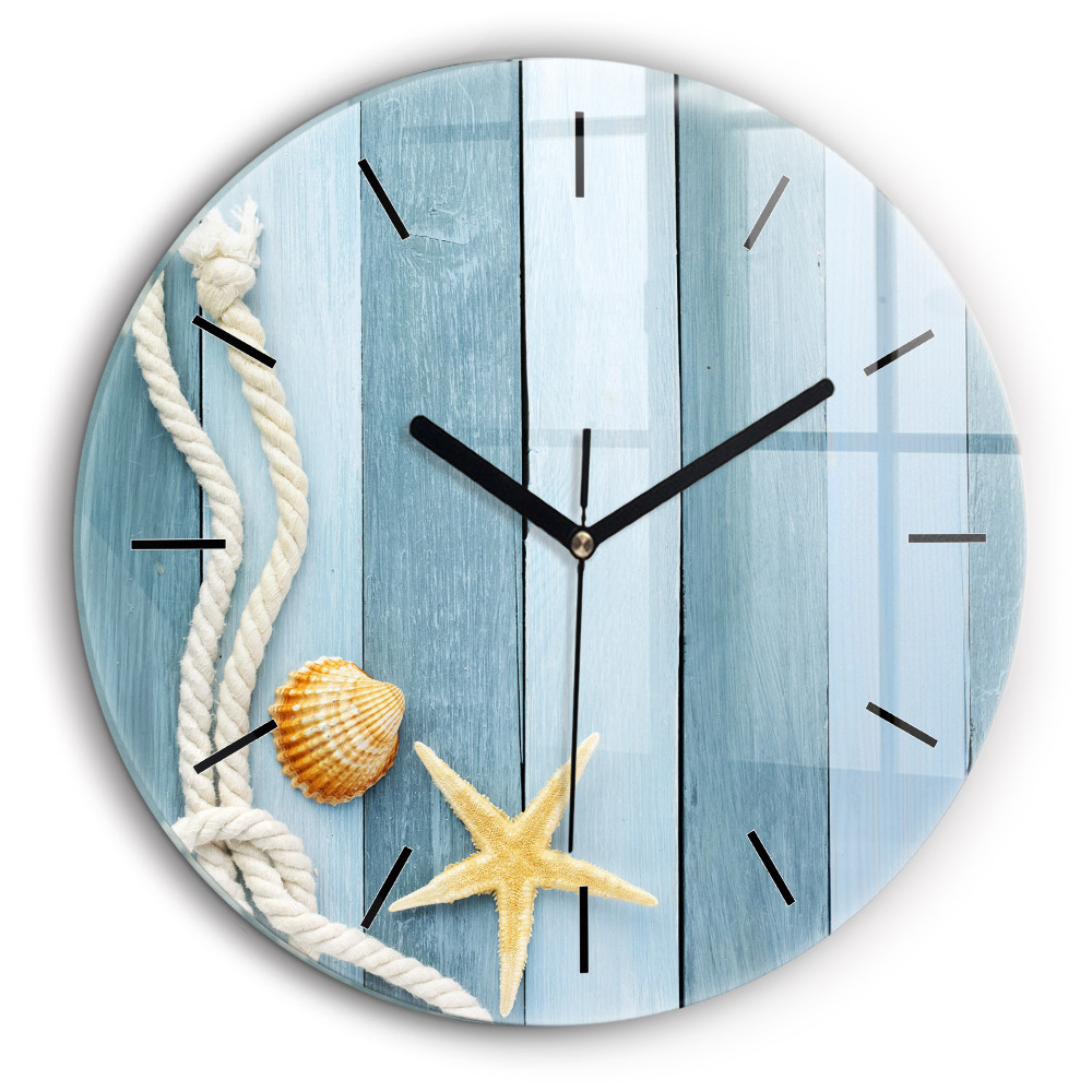 Ceas perete din sticlă rotund Scânduri în dungi și un papion