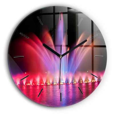 Ceas perete din sticlă rotund Fântâna Wrocław noaptea