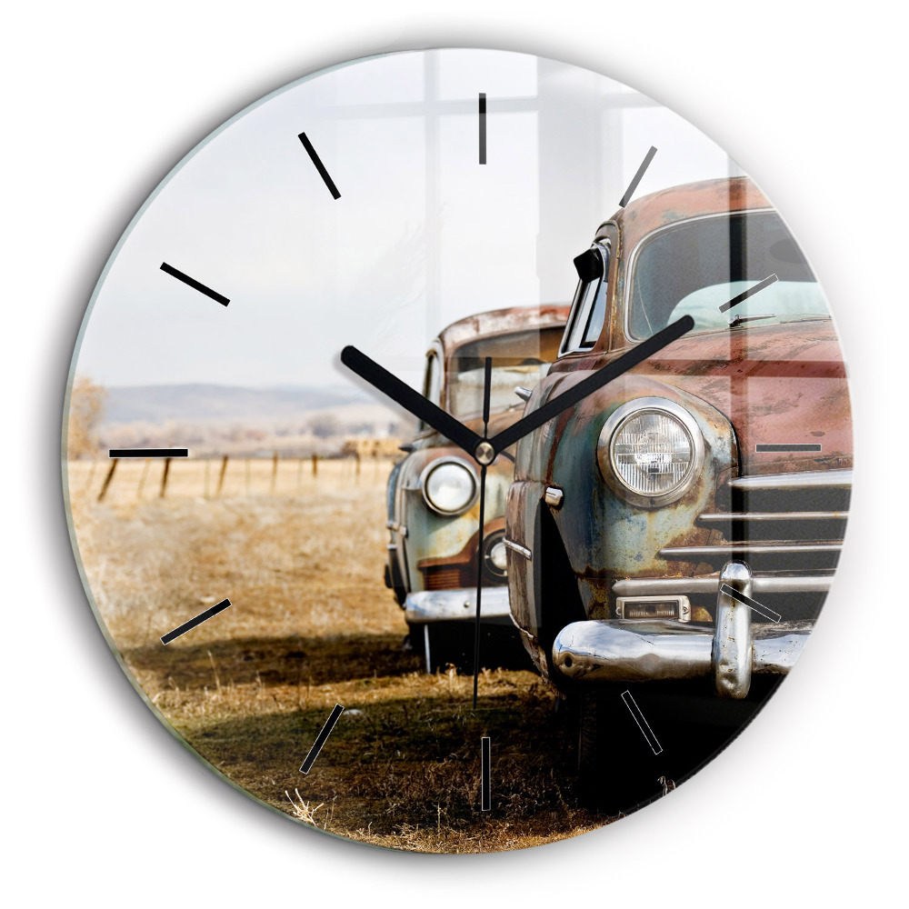Ceas din sticlă rotund Mașini vechi