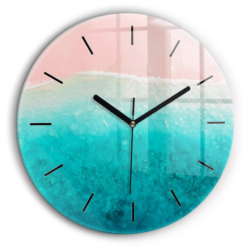 Ceas perete din sticlă rotund Plaja cu nisip de mare