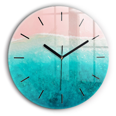 Ceas perete din sticlă rotund Plaja cu nisip de mare