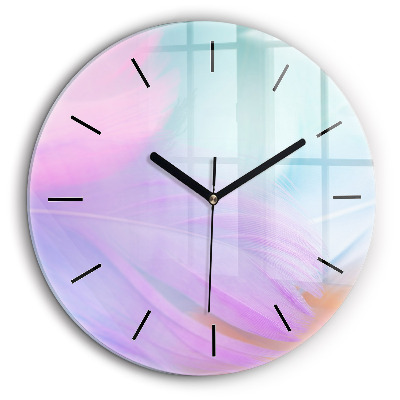 Ceas din sticlă rotund Pene colorate